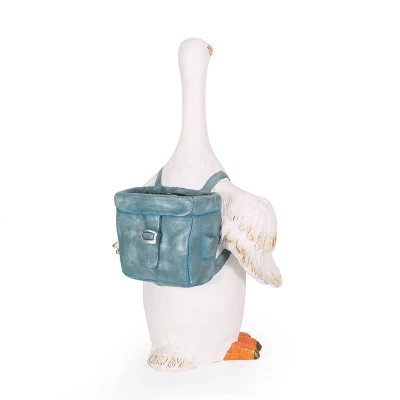 Christopher Knight Home 17" Wide Forgey Concrete Outdoor Novelty Goose Planter White/Blue 4 Christopher Knight Home 17" Wide Forgey Concrete Outdoor Novelty Goose Planter White/Blue - Image 2