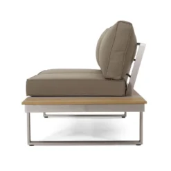 Sterling 4pc Outdoor Aluminum V Shaped 5 Seater Sofa With Cushions - Khaki/Natural - Christopher Knight Home -Outdoor Living Shop GUEST 5ead9e38 907b 4b4d 995f 20ab0cd79a90