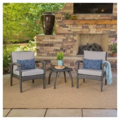Honolulu 3pc Wicker Patio Chat Set With Cushions - Gray - Christopher Knight Home -Outdoor Living Shop GUEST 5fb17626 beb0 48cc 9188 08e45c916484