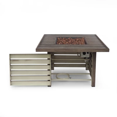 Elberton Outdoor Square Fire Pit - Brown - Christopher Knight Home 3 Elberton Outdoor Square Fire Pit - Brown - Christopher Knight Home - Image 2