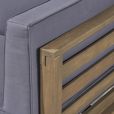 Oana 7pc Acacia V-Shaped Sectional Sofa With Fire Pit Set - Gray/Dark Gray - Christopher Knight Home 4 Oana 7pc Acacia V-Shaped Sectional Sofa With Fire Pit Set - Gray/Dark Gray - Christopher Knight Home - Image 2