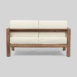 2pc Genser Wooden Patio Loveseat And Coffee Table Set Brown - Christopher Knight Home -Outdoor Living Shop GUEST 6274de04 3158 49ff 9e25 e9eec25db4e4