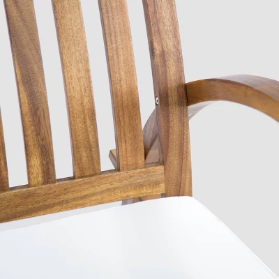 Cayo 2pk Acacia Wood Rocking Chair - Natural/Cream - Christopher Knight Home 5 Cayo 2pk Acacia Wood Rocking Chair - Natural/Cream - Christopher Knight Home - Image 3