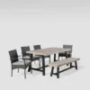 Luster 6pc Acacia Wood And Wicker Dining Set - Light Gray/Gray - Christopher Knight Home -Outdoor Living Shop GUEST 63a57e72 92f1 4c95 b4bd 129c831309ac