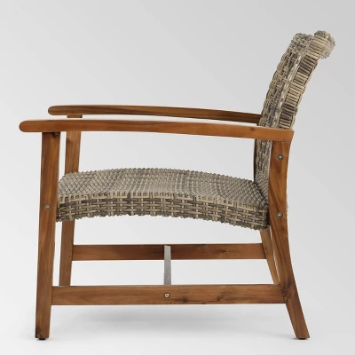 Hampton 4pk Wicker Mid-Century Club Chairs - Natural/Gray - Christopher Knight Home 7 Hampton 4pk Wicker Mid-Century Club Chairs - Natural/Gray - Christopher Knight Home - Image 5