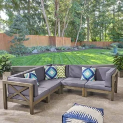 Brava 5pc Acacia Sectional Sofa Set - Christopher Knight Home -Outdoor Living Shop GUEST 643c0ad6 2e88 4127 ae97 4e5bc2499909