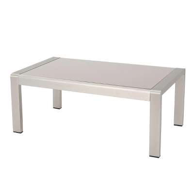 Cape Coral Rectangle Aluminum Coffee Table With Glass Top - Christopher Knight Home 7 Cape Coral Rectangle Aluminum Coffee Table With Glass Top - Christopher Knight Home - Image 5
