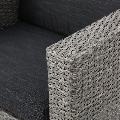 Maxwell 5pc Wicker Club Chair And Square Fire Pit Set - Mixed Black/Dark Gray - Christopher Knight Home 5 Maxwell 5pc Wicker Club Chair And Square Fire Pit Set - Mixed Black/Dark Gray - Christopher Knight Home - Image 3