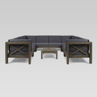 Brava 9pc Acacia Sectional Sofa Set - Gray/Dark Gray - Christopher Knight Home 3 Brava 9pc Acacia Sectional Sofa Set - Gray/Dark Gray - Christopher Knight Home