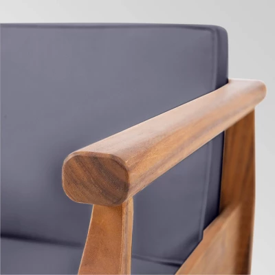 Aston 4pk Acacia Wood Mid-Century Modern Club Chairs - Teak/Gray - Christopher Knight Home 5 Aston 4pk Acacia Wood Mid-Century Modern Club Chairs - Teak/Gray - Christopher Knight Home - Image 3