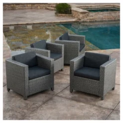 Puerta 4pk All-Weather Wicker Patio Club Chairs - Black - Christopher Knight Home -Outdoor Living Shop GUEST 6be1dbc6 7637 4bad a906 07f9bd771f03