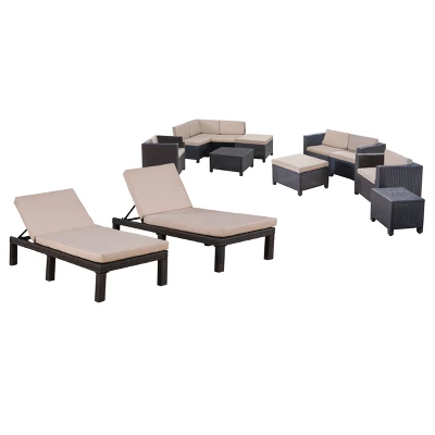 Puerta 13pc Wicker Patio Set - Dark Brown - Christopher Knight Home 3 Puerta 13pc Wicker Patio Set - Dark Brown - Christopher Knight Home