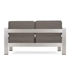 Cape Coral 5pc Aluminum And MGO Seating Set With Fire Table Khaki/Light Gray - Christopher Knight Home -Outdoor Living Shop GUEST 72369f1a e599 4d30 93cb 877b6f8ed328