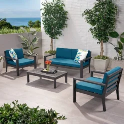 Santa Ana 4pc Gray Acacia Wood Conversation Set - Christopher Knight Home -Outdoor Living Shop GUEST 72fc7d18 a8fa 4884 bf5d 2c2f89477c22