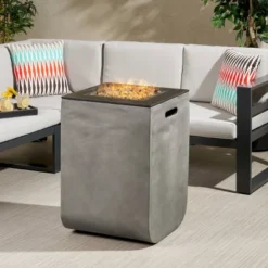 Adio Square 19.5" Light Weight Concrete Gas Fire Column Light Gray - Christopher Knight Home -Outdoor Living Shop GUEST 7360c600 5950 4d84 ba27 84e1aa98aee5