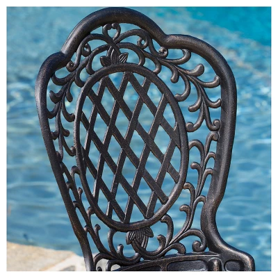 Cole 3pc Cast Aluminum Patio Bistro Set - Bronze - Christopher Knight Home 5 Cole 3pc Cast Aluminum Patio Bistro Set - Bronze - Christopher Knight Home - Image 3