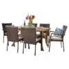 Corleone 7pc Wood And Wicker Dining Set - Brown -Christopher Knight Home -Outdoor Living Shop GUEST 782f9a68 3511 469e 807c 53fb379e7eb3