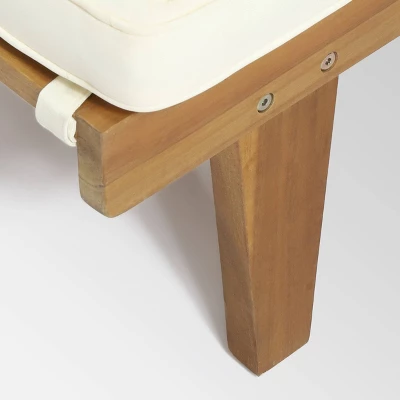 Ariana 3pc Acacia Wood Chaise Lounge Set - Teak/Cream - Christopher Knight Home 6 Ariana 3pc Acacia Wood Chaise Lounge Set - Teak/Cream - Christopher Knight Home - Image 4