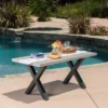 Goleta Rectangular & Iron Concrete Dining Table - White - Christopher Knight Home