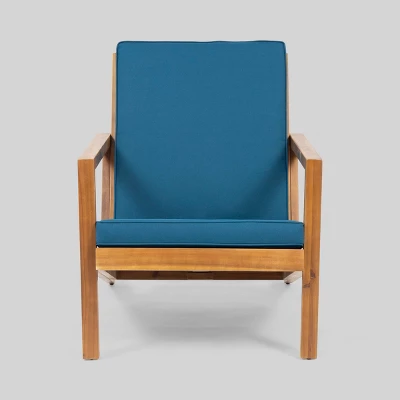 4pc Leah Acacia Wood Patio Chat Set Dark Teal - Christopher Knight Home 5 4pc Leah Acacia Wood Patio Chat Set Dark Teal - Christopher Knight Home - Image 3