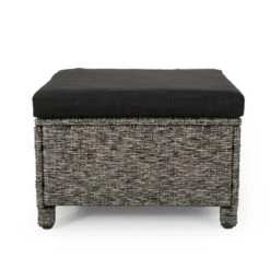 Puerta 2pk Outdoor Wicker Ottomans With Cushions - Black/Dark Gray - Christopher Knight Home -Outdoor Living Shop GUEST 7b41c508 e11c 4598 9a8d e863ff68f294