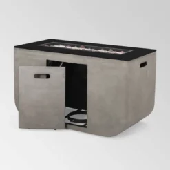 Adio Rectangular 40" Light Weight Concrete Gas Fire Pit Light Gray - Christopher Knight Home -Outdoor Living Shop GUEST 7b6e25fc df87 4dab 816d c3fab7210a3b