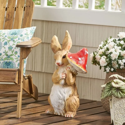 24" Concrete Hogeland Outdoor Rabbit Garden Statue - White And Brown - Christopher Knight Home 3 24" Concrete Hogeland Outdoor Rabbit Garden Statue - White And Brown - Christopher Knight Home