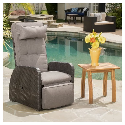 Ostia Wicker Outdoor Recliner With Cushion - Brown - Christopher Knight Home 3 Ostia Wicker Outdoor Recliner With Cushion - Brown - Christopher Knight Home