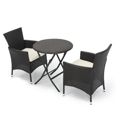 Malaga 3pc All-Weather Wicker Patio Bistro Set - Brown - Christopher Knight Home 3 Malaga 3pc All-Weather Wicker Patio Bistro Set - Brown - Christopher Knight Home