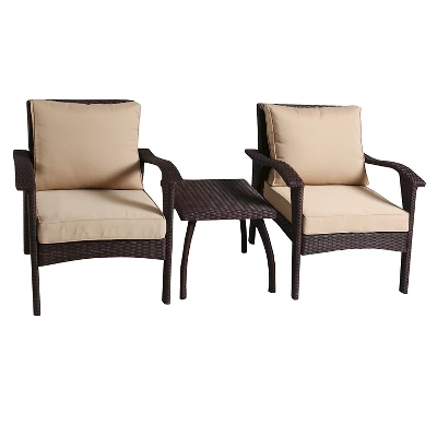 Honolulu 3pc Wicker Patio Chat Set With Cushions - Brown - Christopher Knight Home 3 Honolulu 3pc Wicker Patio Chat Set With Cushions - Brown - Christopher Knight Home