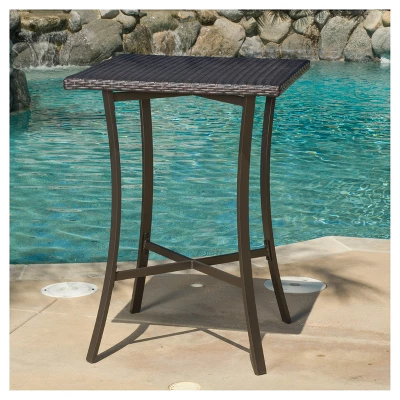 Riga Square Wicker Bar Table - Brown - Christopher Knight Home 3 Riga Square Wicker Bar Table - Brown - Christopher Knight Home