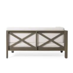 2pc Brava Outdoor Acacia Wood Left Arm Loveseat & Coffee Table With Cushion Gray/White - Christopher Knight Home -Outdoor Living Shop GUEST 7e417e65 60ce 49fe af8c 4b9398c09b5f