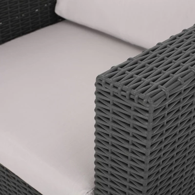 Waverly 5pc Faux Wicker Chat Set Dark Gray/Gray - Christopher Knight Home 5 Waverly 5pc Faux Wicker Chat Set Dark Gray/Gray - Christopher Knight Home - Image 3