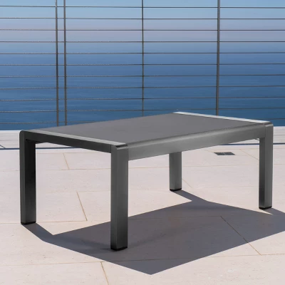 Cape Coral Rectangle Aluminum Coffee Table With Glass Top - Christopher Knight Home 3 Cape Coral Rectangle Aluminum Coffee Table With Glass Top - Christopher Knight Home