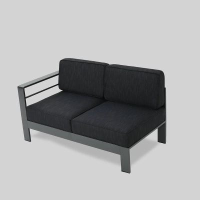 Cape Coral 5pc Aluminum Sofa Set With Cushions - Dark Gray - Christopher Knight Home 4 Cape Coral 5pc Aluminum Sofa Set With Cushions - Dark Gray - Christopher Knight Home - Image 2