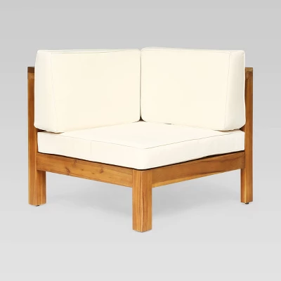 Brava 4pc Acacia Modular Sofa And Table Set - Teak/Beige - Christopher Knight Home 8 Brava 4pc Acacia Modular Sofa And Table Set - Teak/Beige - Christopher Knight Home - Image 6