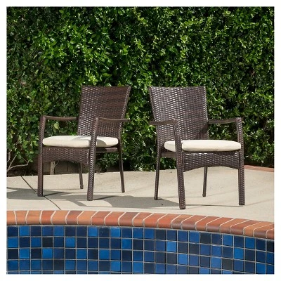 Corleone 7pc Wood And Wicker Dining Set - Brown -Christopher Knight Home 4 Corleone 7pc Wood And Wicker Dining Set - Brown -Christopher Knight Home - Image 2