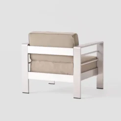 Cape Coral 5pc Aluminum Seating Set With 4 Arm Chairs & Coffee Table - Khaki - Christopher Knight Home -Outdoor Living Shop GUEST 836158f3 4f0a 45b0 b2a0 f76b7bdf231a