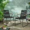 Moonstone Set Of 2 Rope Weave Modern Club Chairs - Black - Christopher Knight Home