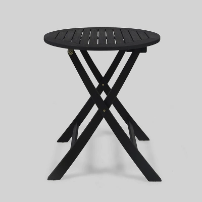 Hillside 3pc Wood And Wicker Foldable Bistro Set Dark Gray/Brown - Christopher Knight Home 6 Hillside 3pc Wood And Wicker Foldable Bistro Set Dark Gray/Brown - Christopher Knight Home - Image 4