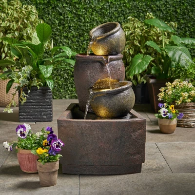 30.75" Bochas Faux Stone Fountain - Christopher Knight Home 3 30.75" Bochas Faux Stone Fountain - Christopher Knight Home