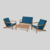 4pc Leah Acacia Wood Patio Chat Set Dark Teal - Christopher Knight Home 1 4pc Leah Acacia Wood Patio Chat Set Dark Teal - Christopher Knight Home -Outdoor Living Shop GUEST 8828a415 5a50 4ee3 a0b3 82154a2252eb