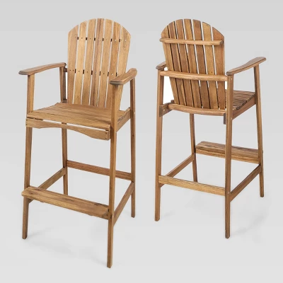 Malibu 2pk Acacia Wood Adirondack Barstools - Natural - Christopher Knight Home 3 Malibu 2pk Acacia Wood Adirondack Barstools - Natural - Christopher Knight Home
