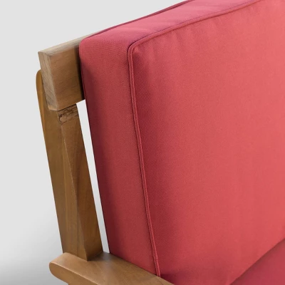 Peyton 2pc Acacia Wood Loveseat And Coffee Table Set - Teak/Red - Christopher Knight Home 5 Peyton 2pc Acacia Wood Loveseat And Coffee Table Set - Teak/Red - Christopher Knight Home - Image 3