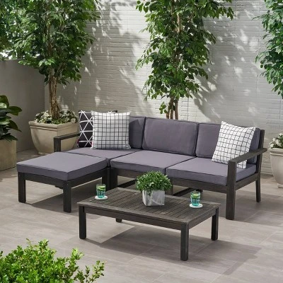 5pc Santa Ana Acacia Wood Patio Sofa Sectional Set - Christopher Knight Home 11 5pc Santa Ana Acacia Wood Patio Sofa Sectional Set - Christopher Knight Home - Image 9