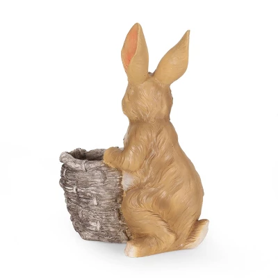 Christopher Knight Home 16" Wide Tooke Concrete Outdoor Novelty Rabbit Planter White/Brown 5 Christopher Knight Home 16" Wide Tooke Concrete Outdoor Novelty Rabbit Planter White/Brown - Image 3