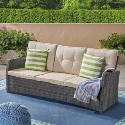 Sanger Wicker Sofa - Gray/Beige - Christopher Knight Home -Outdoor Living Shop GUEST 8f8dbec4 23bd 4091 bc14 c47d7a333dd7
