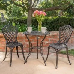 La Sola 3pc Metal Bistro Set - Black/Bronze - Christopher Knight Home -Outdoor Living Shop GUEST 91265ca7 1364 4fad b884 7ac0cdcb6360