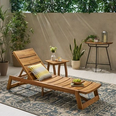 Mahalo 2pc Acacia Wood Chaise Lounge Set - Christopher Knight Home 8 Mahalo 2pc Acacia Wood Chaise Lounge Set - Christopher Knight Home - Image 6