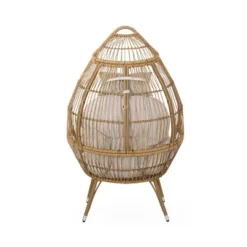 Serina Outdoor Wicker Teardrop Chair With Cushion - Beige/Light Brown - Christopher Knight Home -Outdoor Living Shop GUEST 9302e66b 7cea 49fc b531 9b8ee778d831